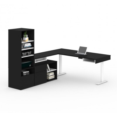 Viva 3-Piece set including an L-Shaped standing desk, a credenza, and a hutch